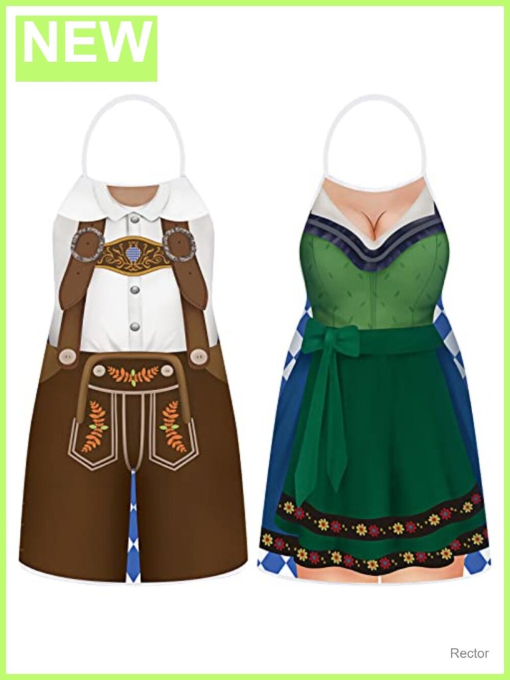 2pc Oktoberfest Aprons Polyester Adjustable German Costume for Cooking BBQ Party